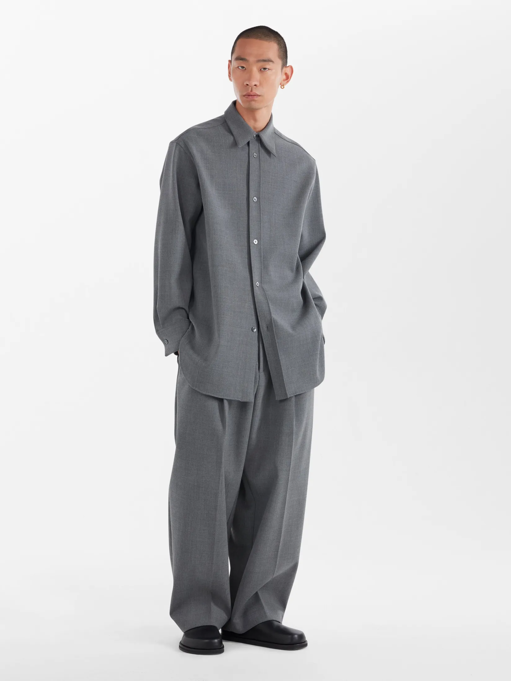 Best Studio Nicholson Akako Shirt Grey Marl