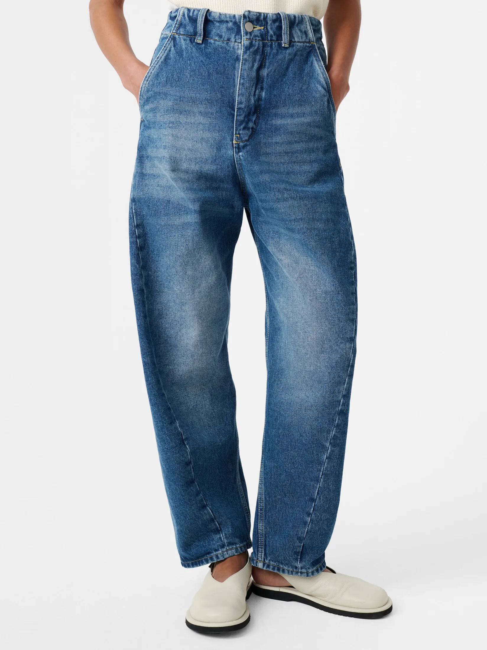 Online Studio Nicholson Akerman Denim Pant Worn Wash Indigo