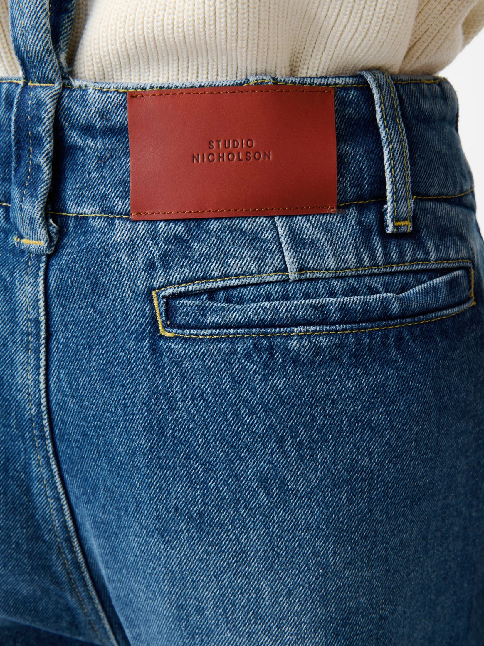 Online Studio Nicholson Akerman Denim Pant Worn Wash Indigo