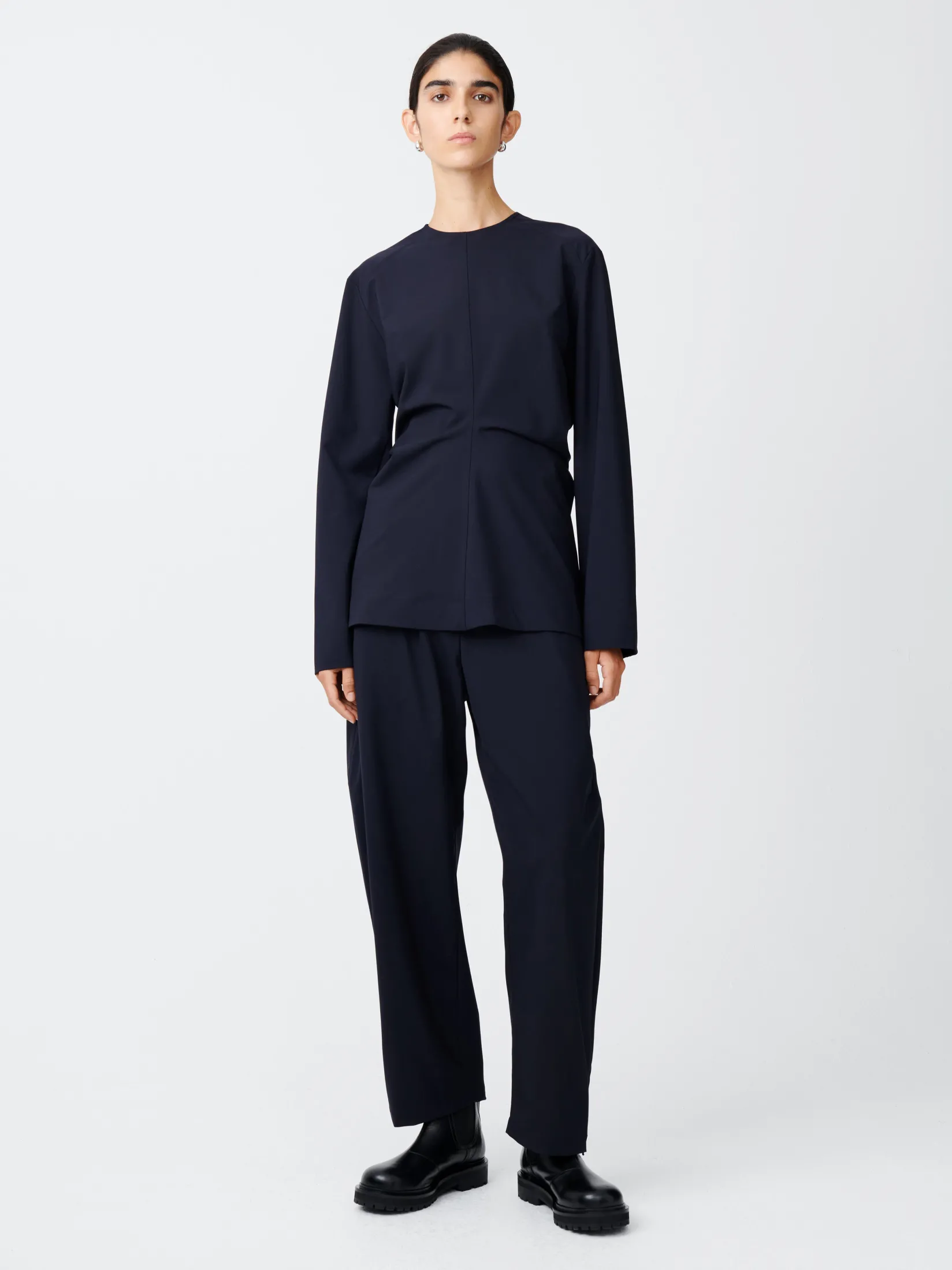 Outlet Studio Nicholson Awe Tropical Wool Pant Darkest Navy