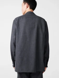 New Studio Nicholson Axia Tropical Wool Shirt Tarmac Grey