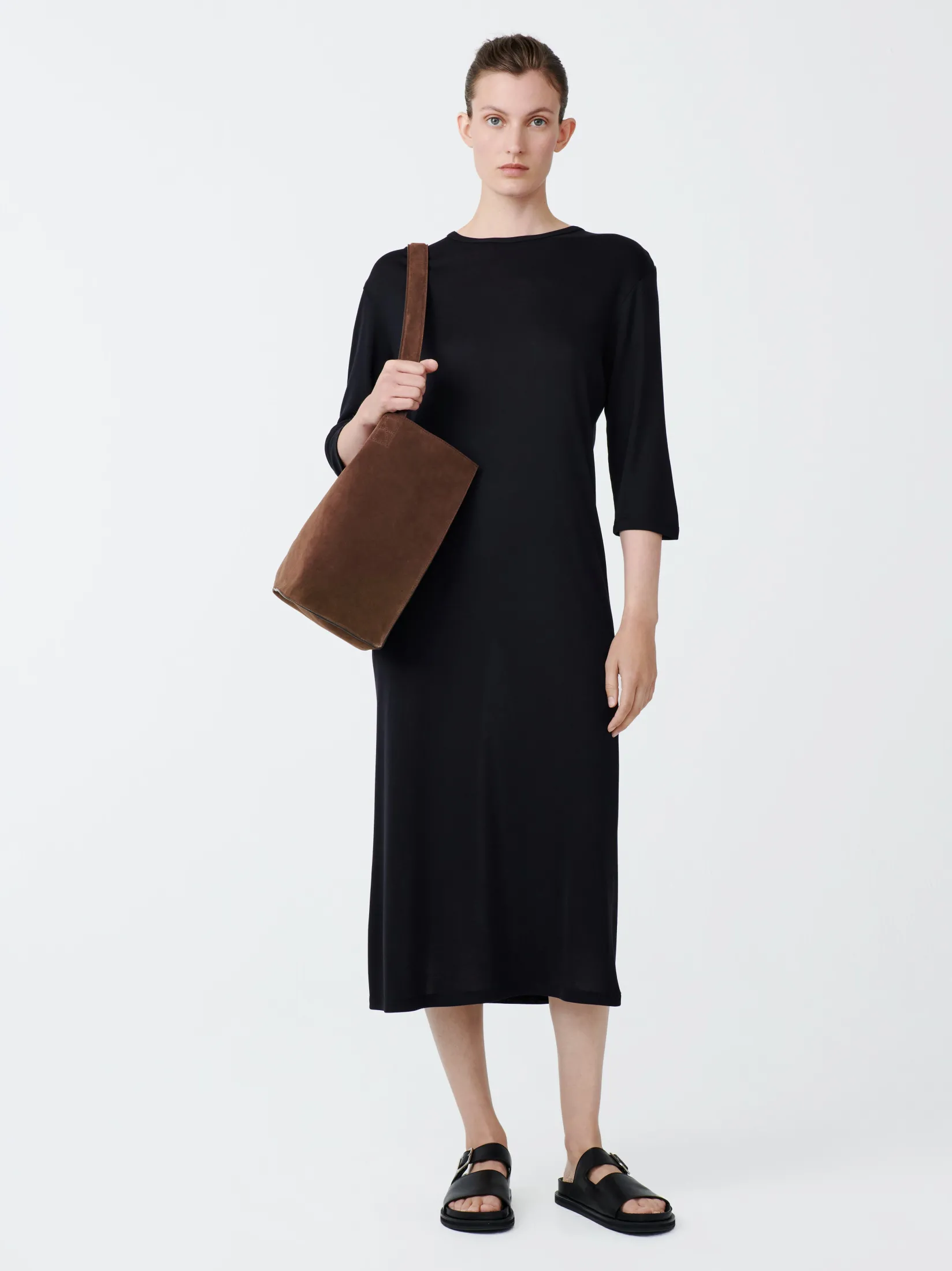 New Studio Nicholson Banner Jersey Dress Darkest Navy