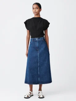 Online Studio Nicholson Baringo Denim Skirt Indigo Wash