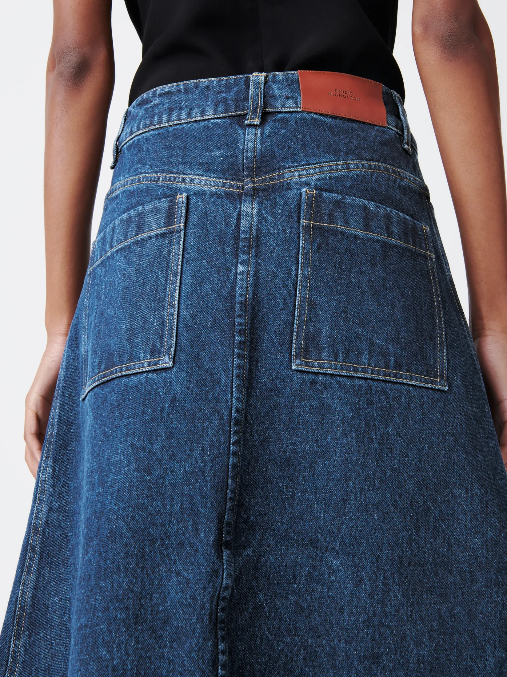 Online Studio Nicholson Baringo Denim Skirt Indigo Wash