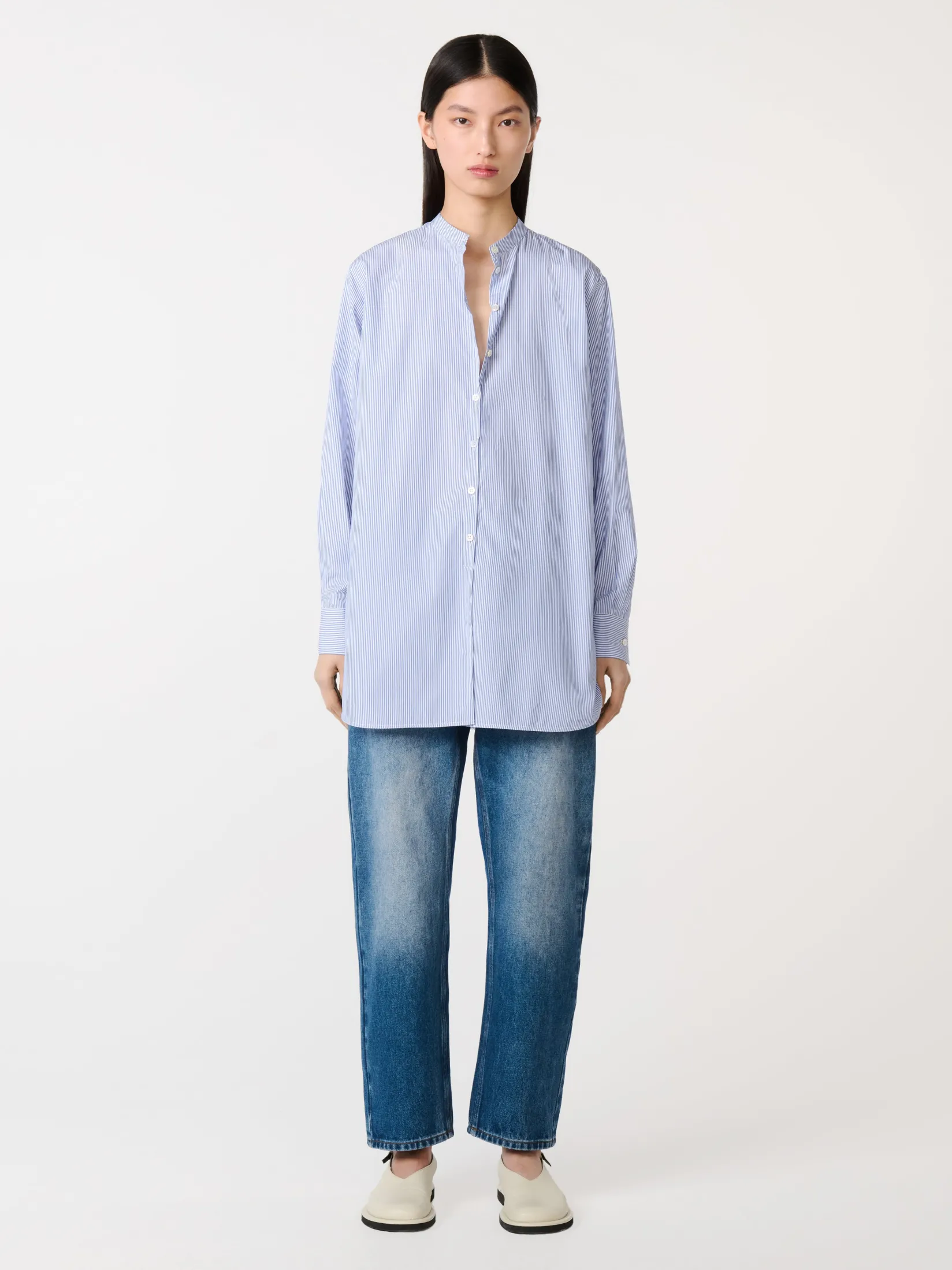 Clearance Studio Nicholson Cici Banker Stripe Shirt Blue / White