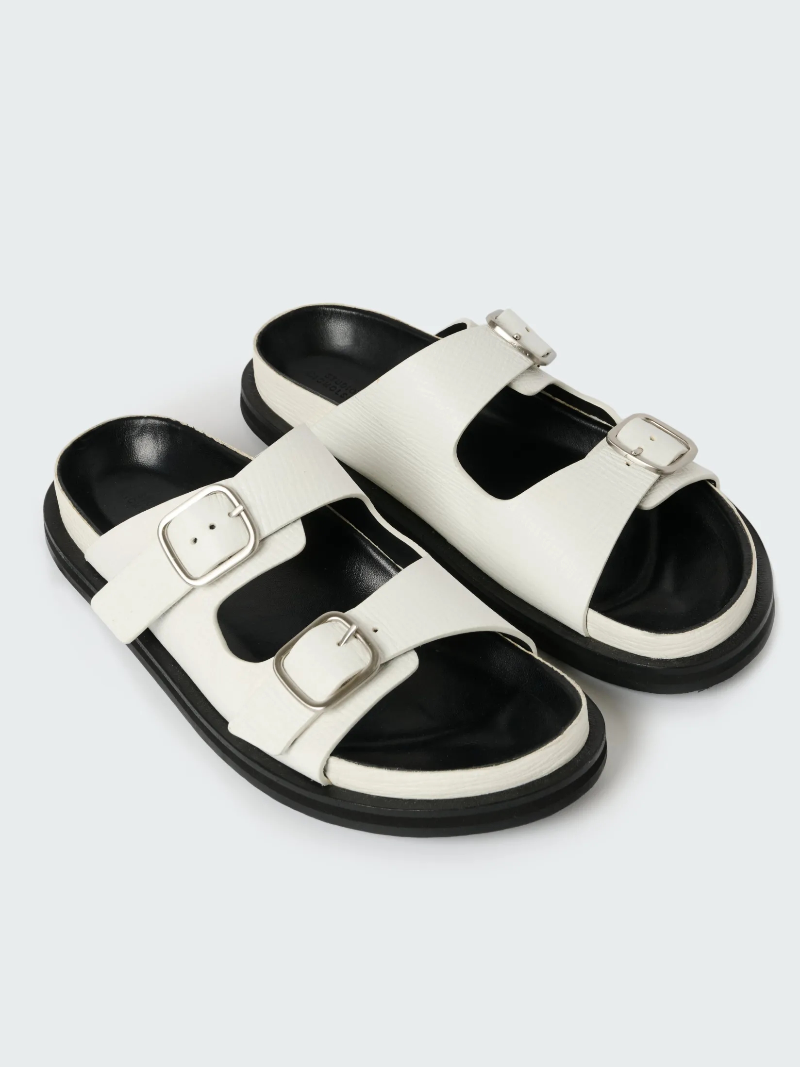 Fashion Studio Nicholson Denver Leather Sandal Parchment