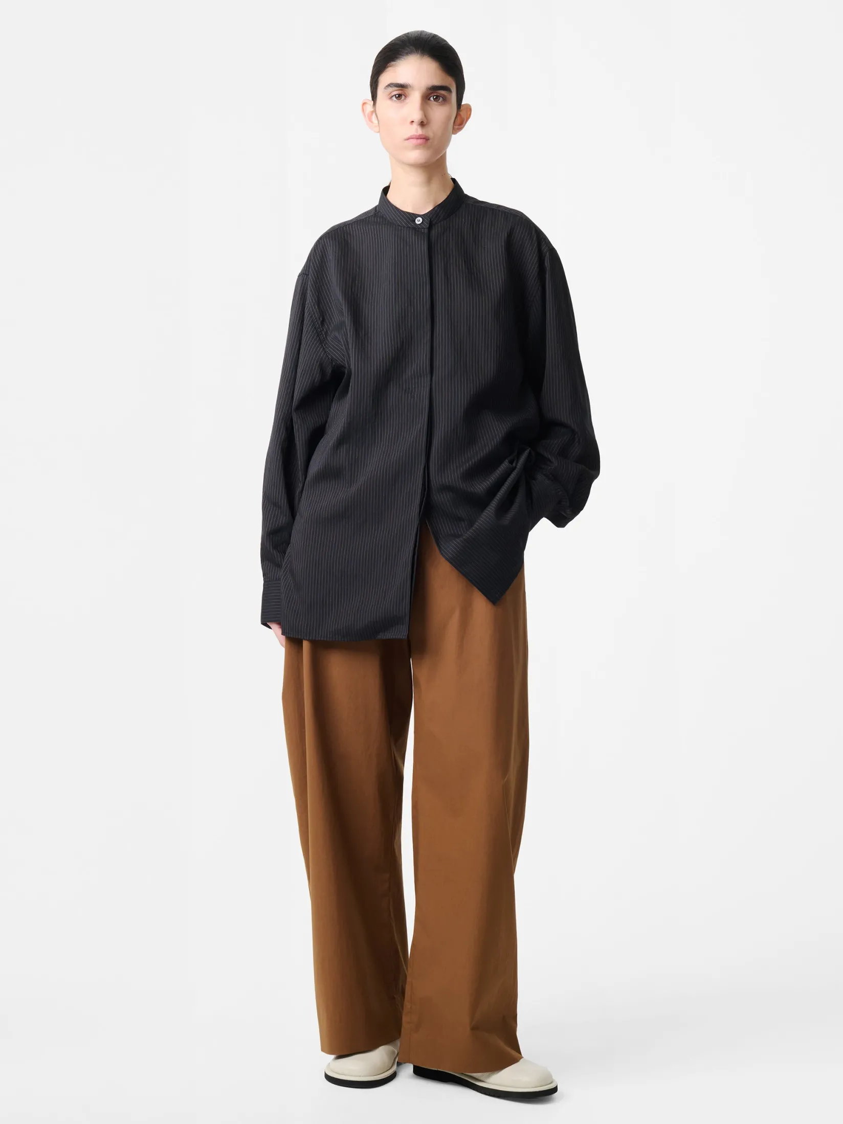 Online Studio Nicholson Faber Stripe Shirt Darkest Navy / Almond