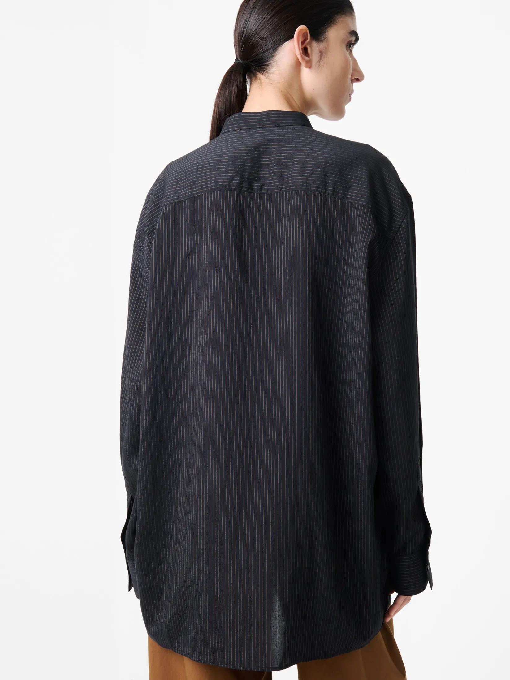 Online Studio Nicholson Faber Stripe Shirt Darkest Navy / Almond