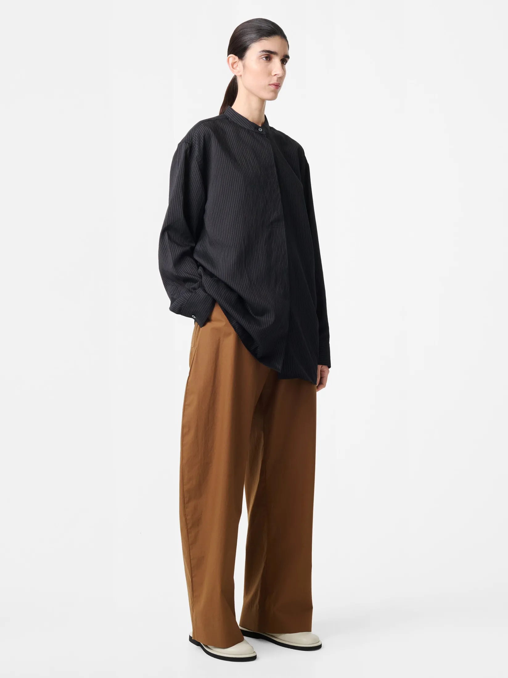 Online Studio Nicholson Faber Stripe Shirt Darkest Navy / Almond