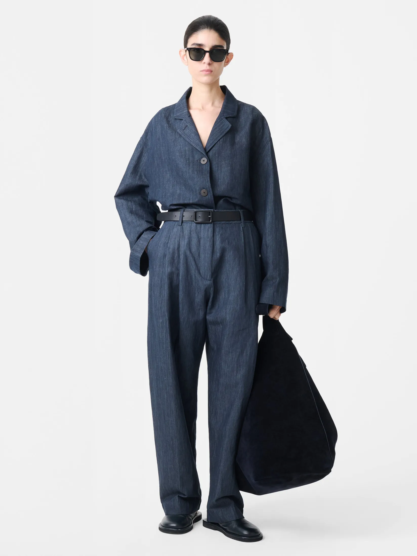 Outlet Studio Nicholson Hobo Type 2 Suede Bag Darkest Navy