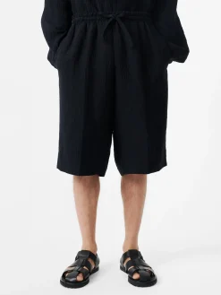 Discount Studio Nicholson Joshua Linen Short Darkest Navy