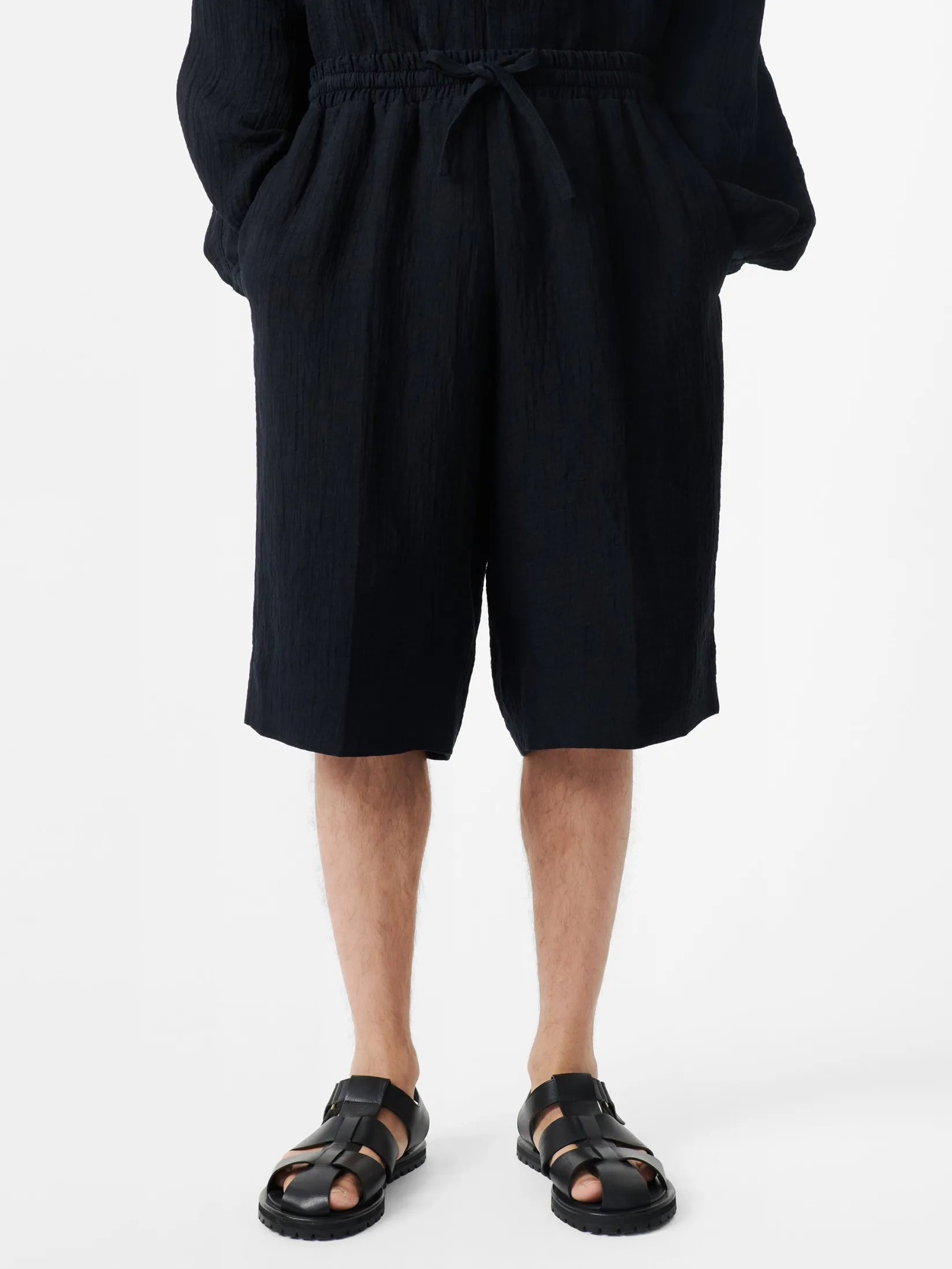 Discount Studio Nicholson Joshua Linen Short Darkest Navy