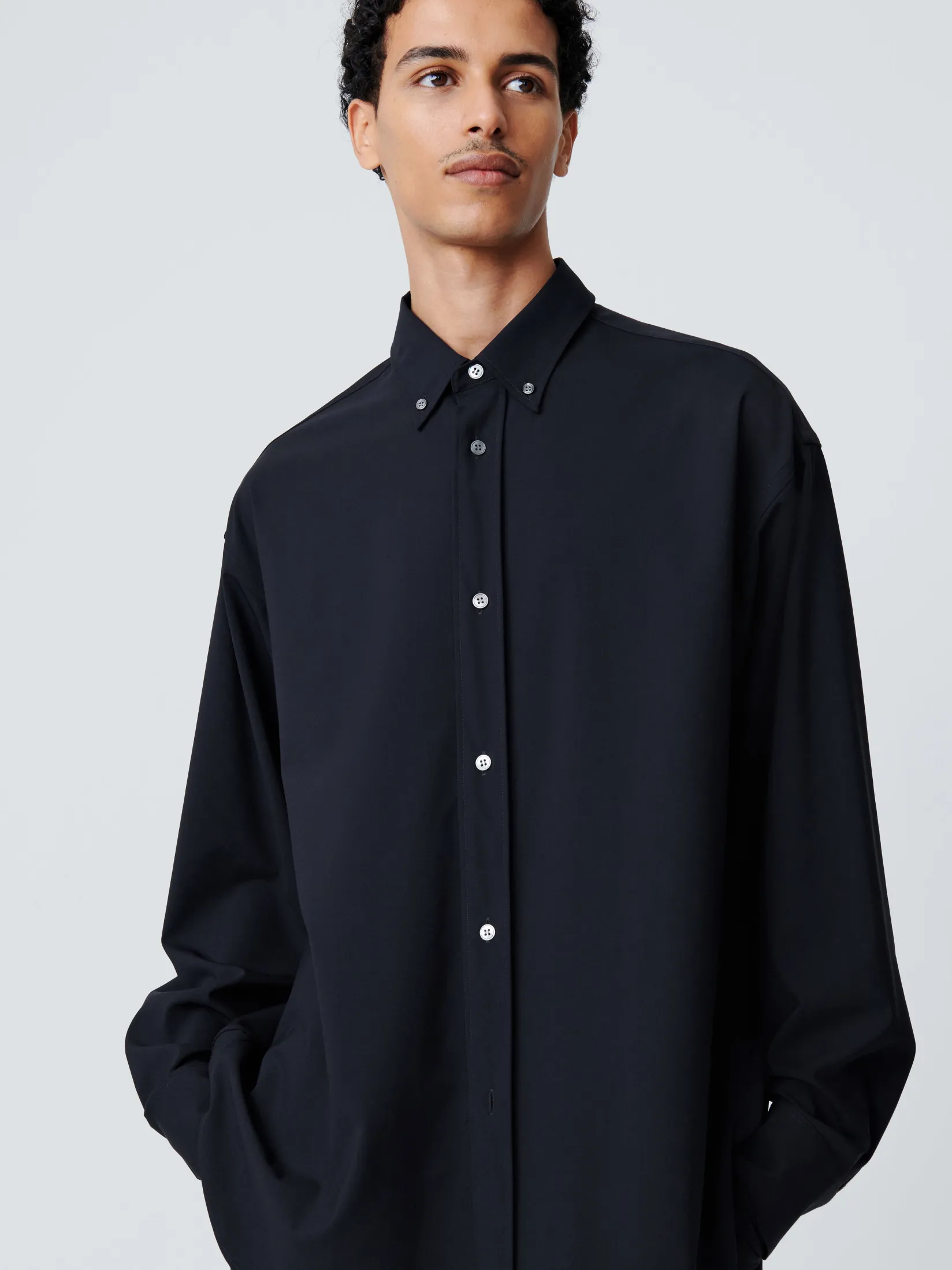 Outlet Studio Nicholson Jude Tropical Wool Shirt Darkest Navy