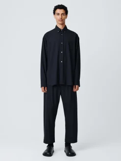 Outlet Studio Nicholson Jude Tropical Wool Shirt Darkest Navy