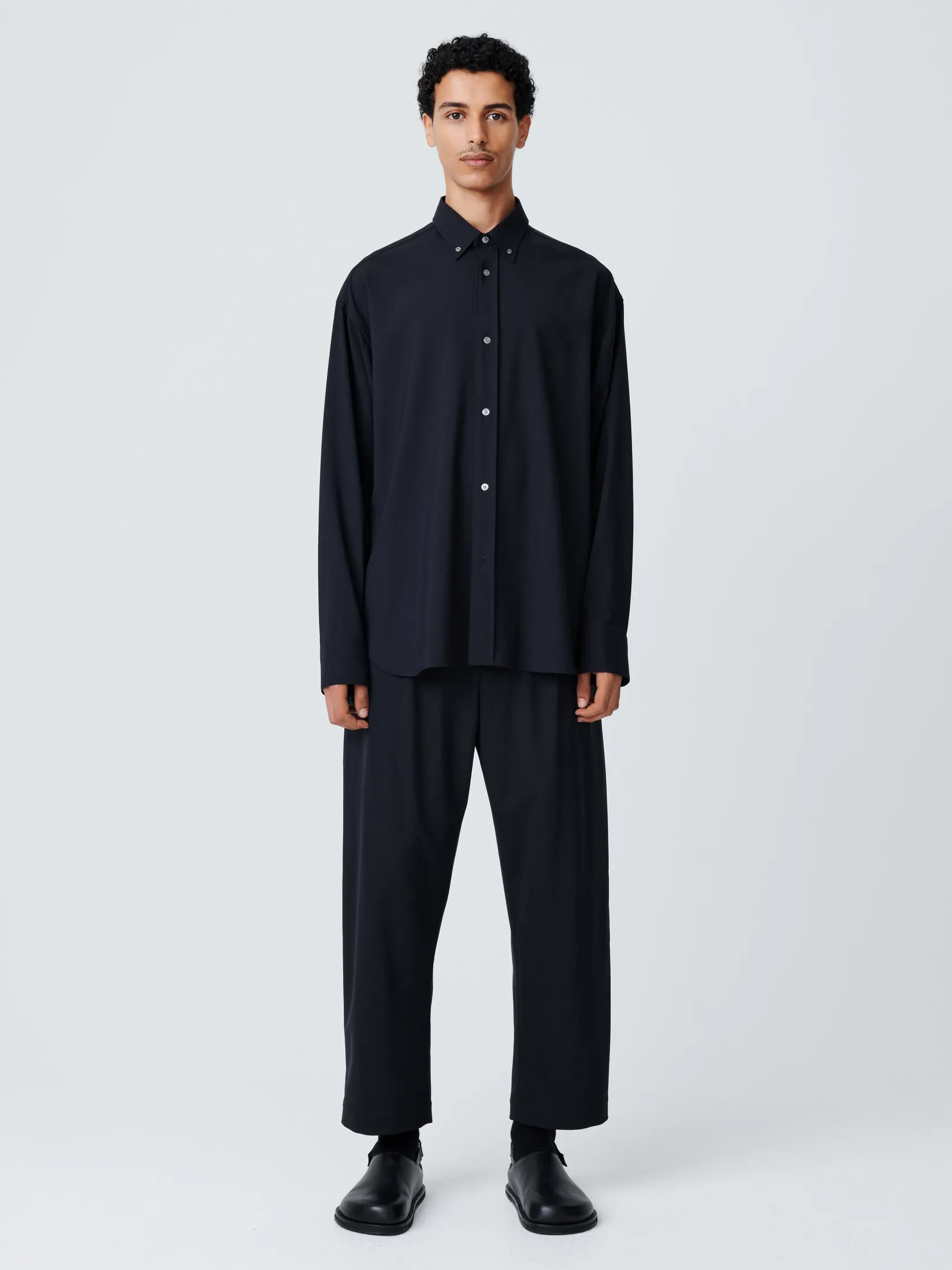 Outlet Studio Nicholson Jude Tropical Wool Shirt Darkest Navy
