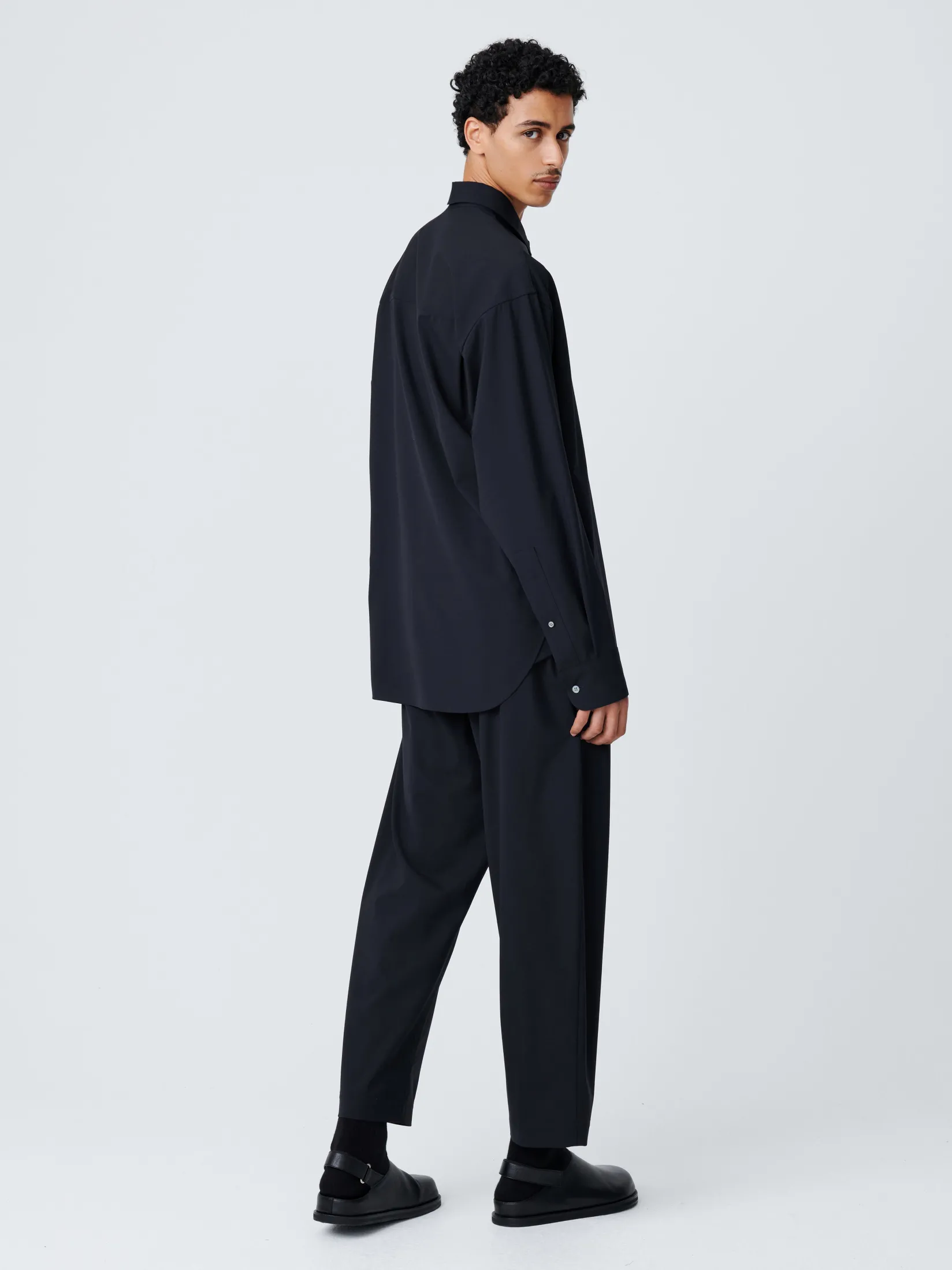 Outlet Studio Nicholson Jude Tropical Wool Shirt Darkest Navy