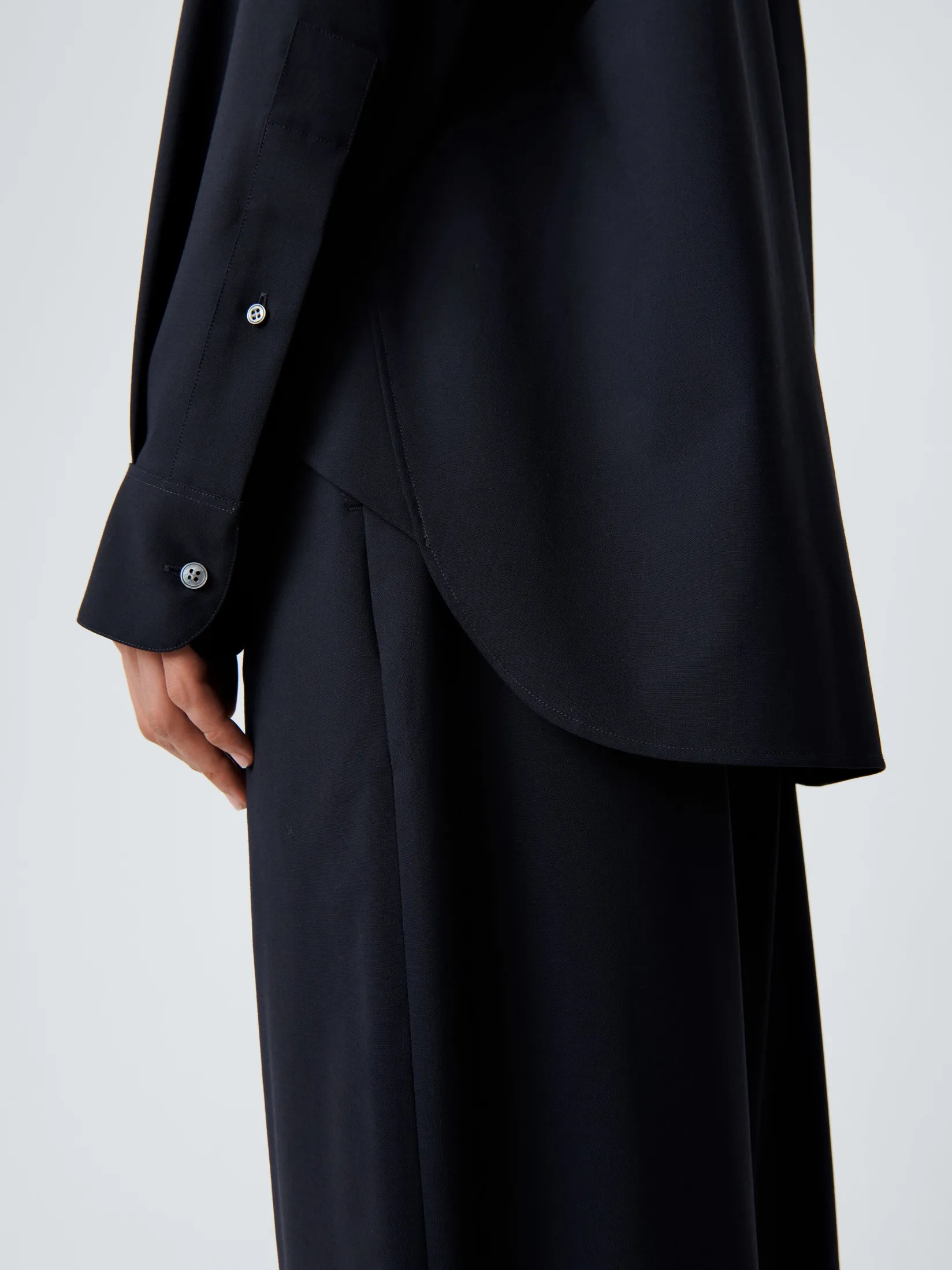 Outlet Studio Nicholson Jude Tropical Wool Shirt Darkest Navy