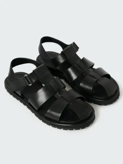 Fashion Studio Nicholson Men's Sandom Leather Sandal Black