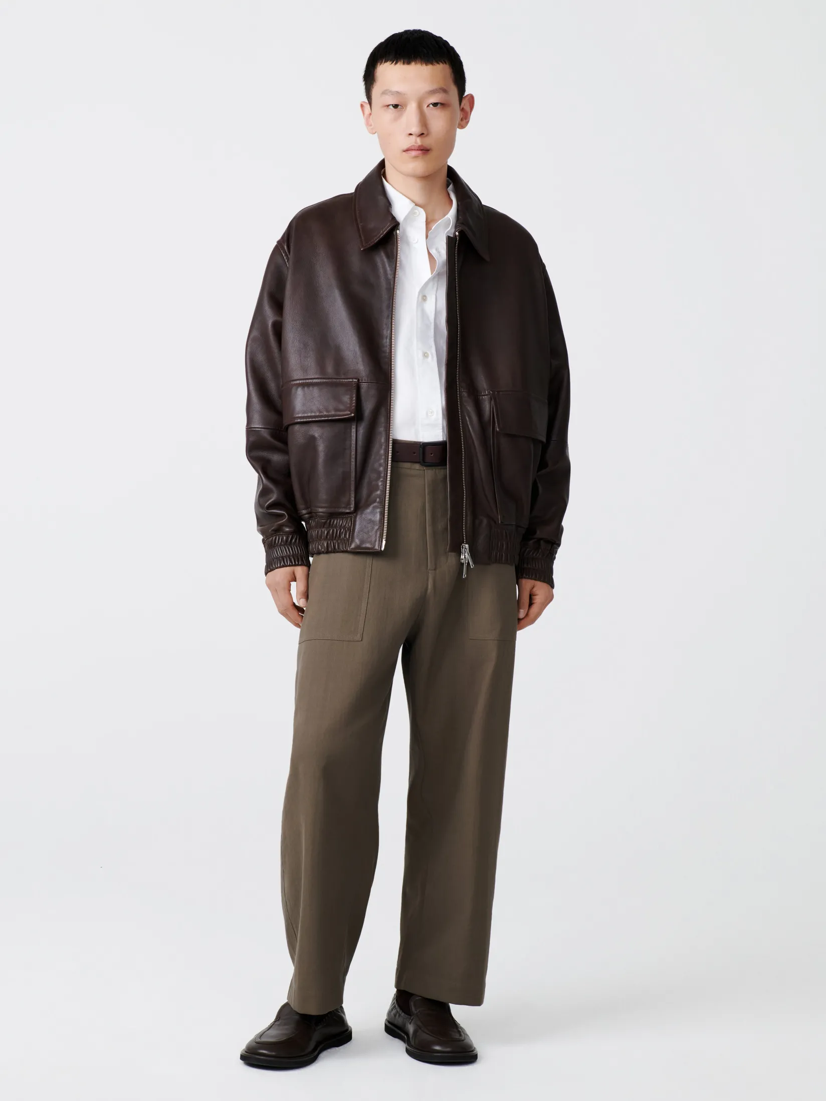 Online Studio Nicholson Piston Leather Jacket Brown