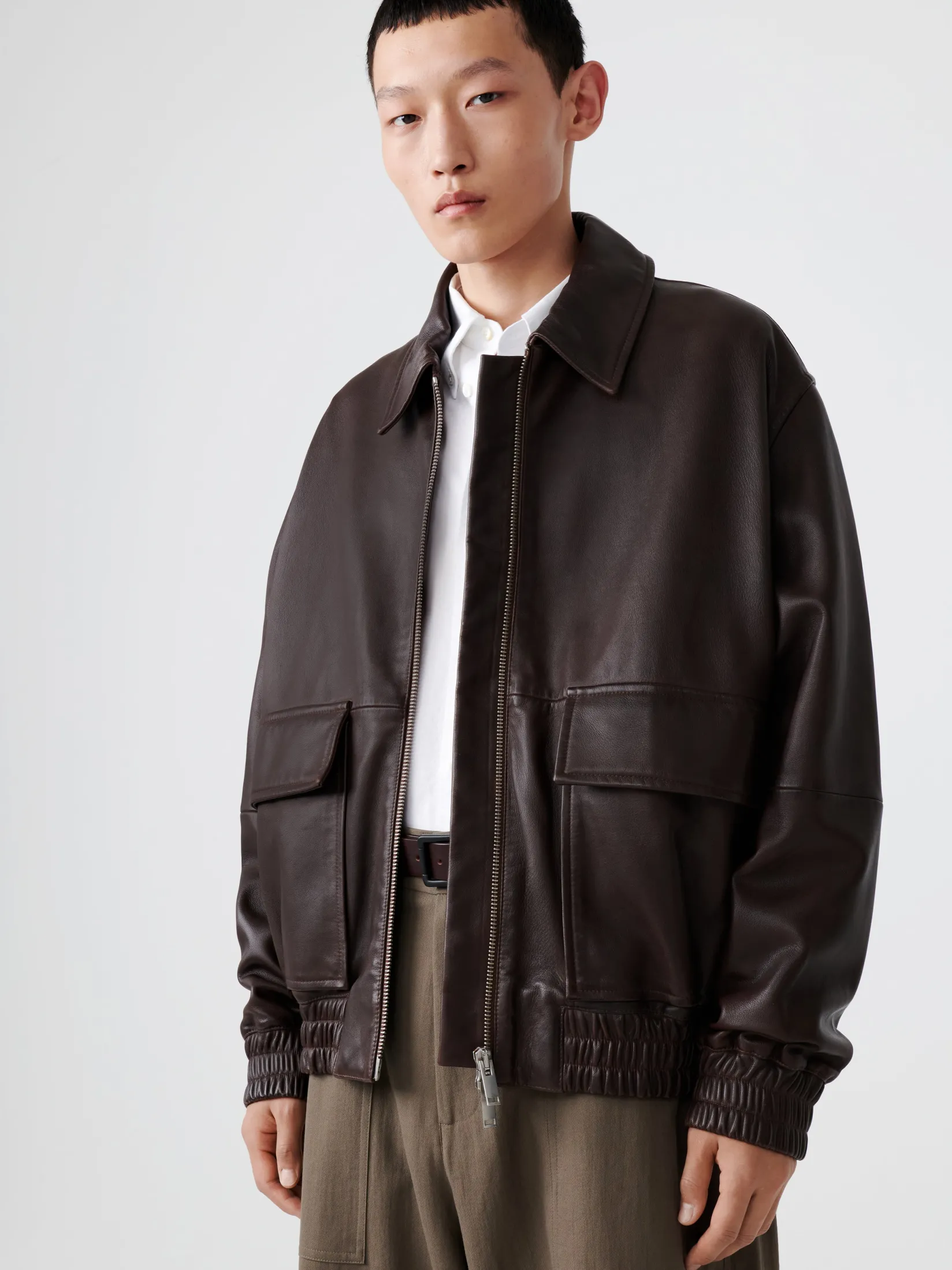 Online Studio Nicholson Piston Leather Jacket Brown