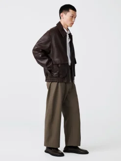 Online Studio Nicholson Piston Leather Jacket Brown