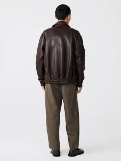 Online Studio Nicholson Piston Leather Jacket Brown