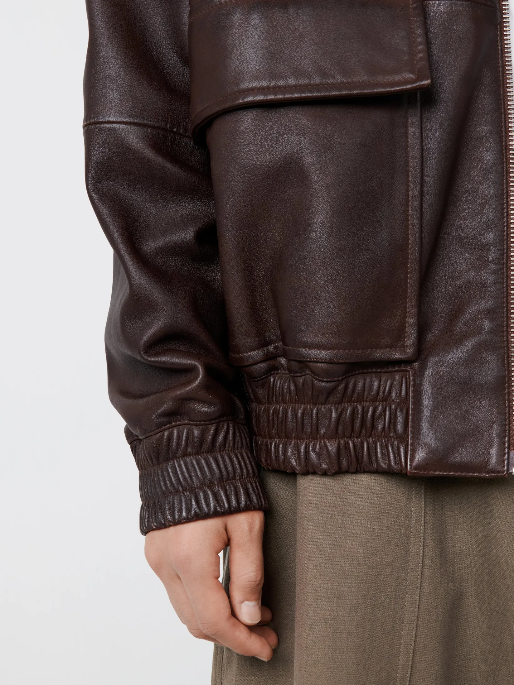 Online Studio Nicholson Piston Leather Jacket Brown