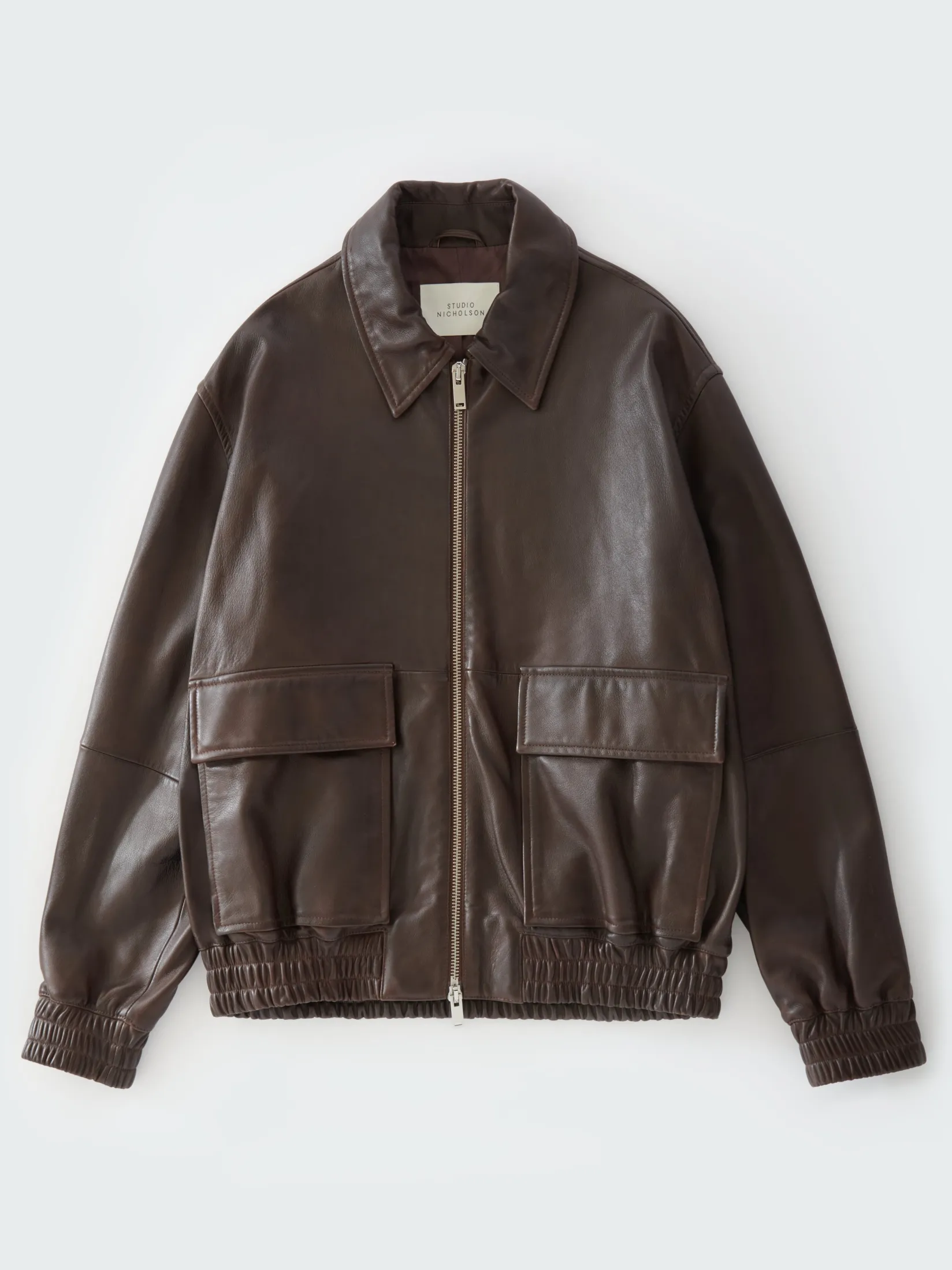 Online Studio Nicholson Piston Leather Jacket Brown