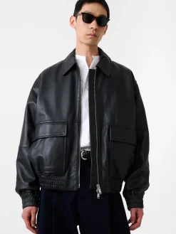 Fashion Studio Nicholson Piston Leather Jacket Black