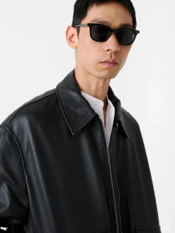 Fashion Studio Nicholson Piston Leather Jacket Black