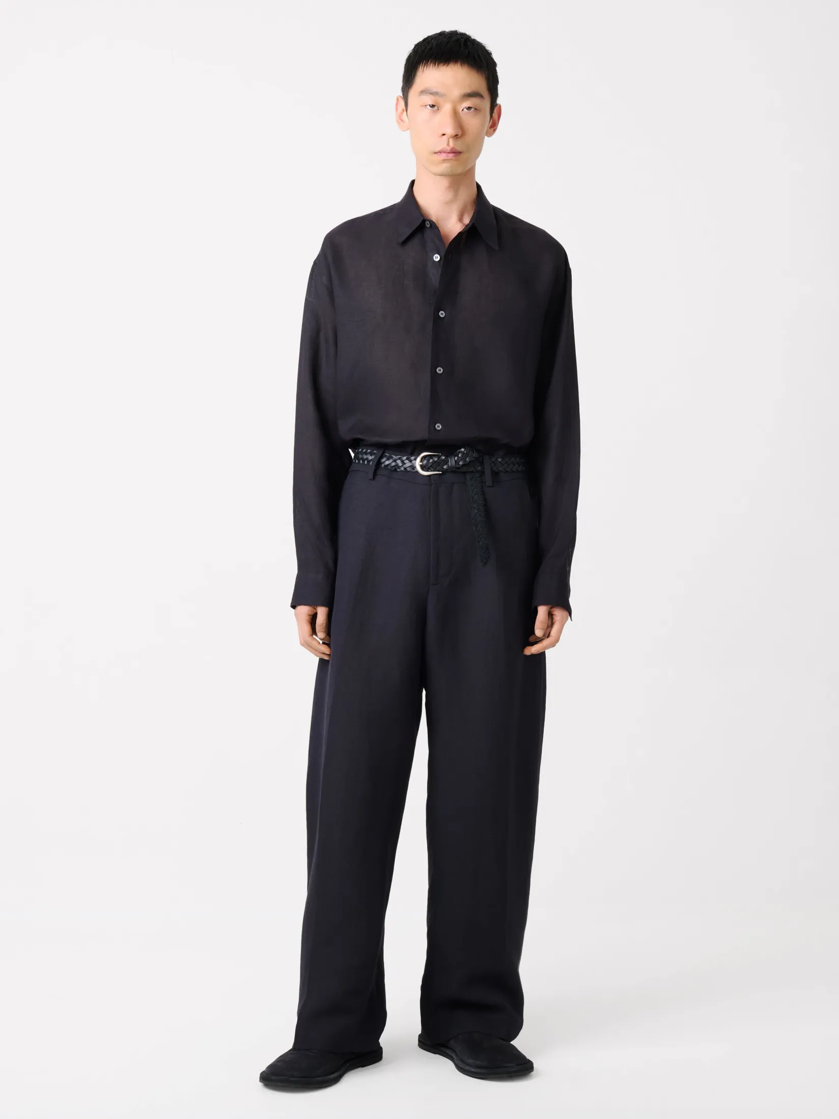 Online Studio Nicholson Rafe Linen Shirt Darkest Navy