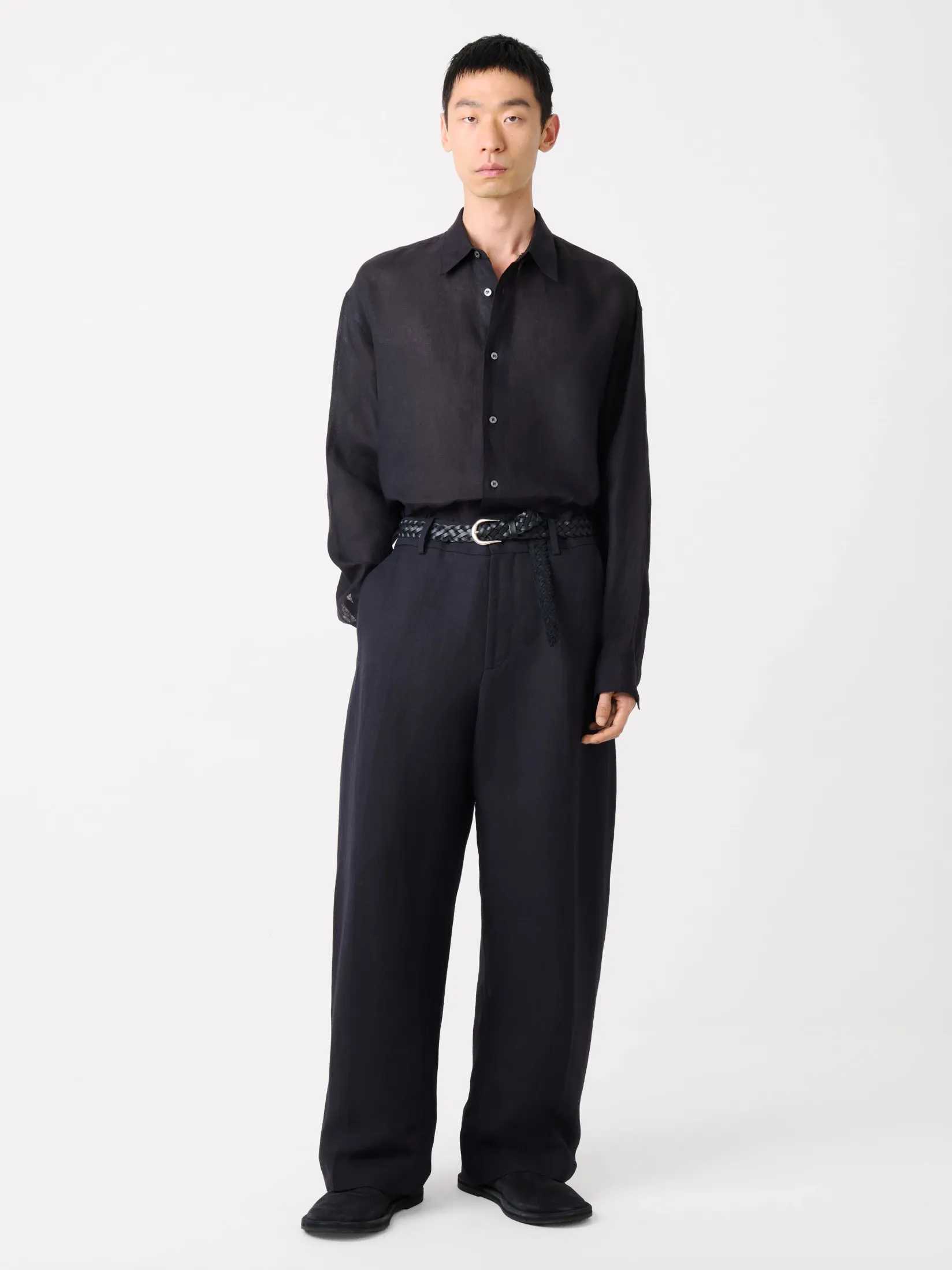 Online Studio Nicholson Rafe Linen Shirt Darkest Navy