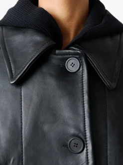 Outlet Studio Nicholson Ridger Leather Coat Black