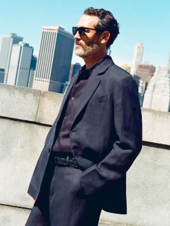 Fashion Studio Nicholson Roversi Linen Jacket Darkest Navy