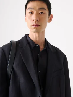 Fashion Studio Nicholson Roversi Linen Jacket Darkest Navy