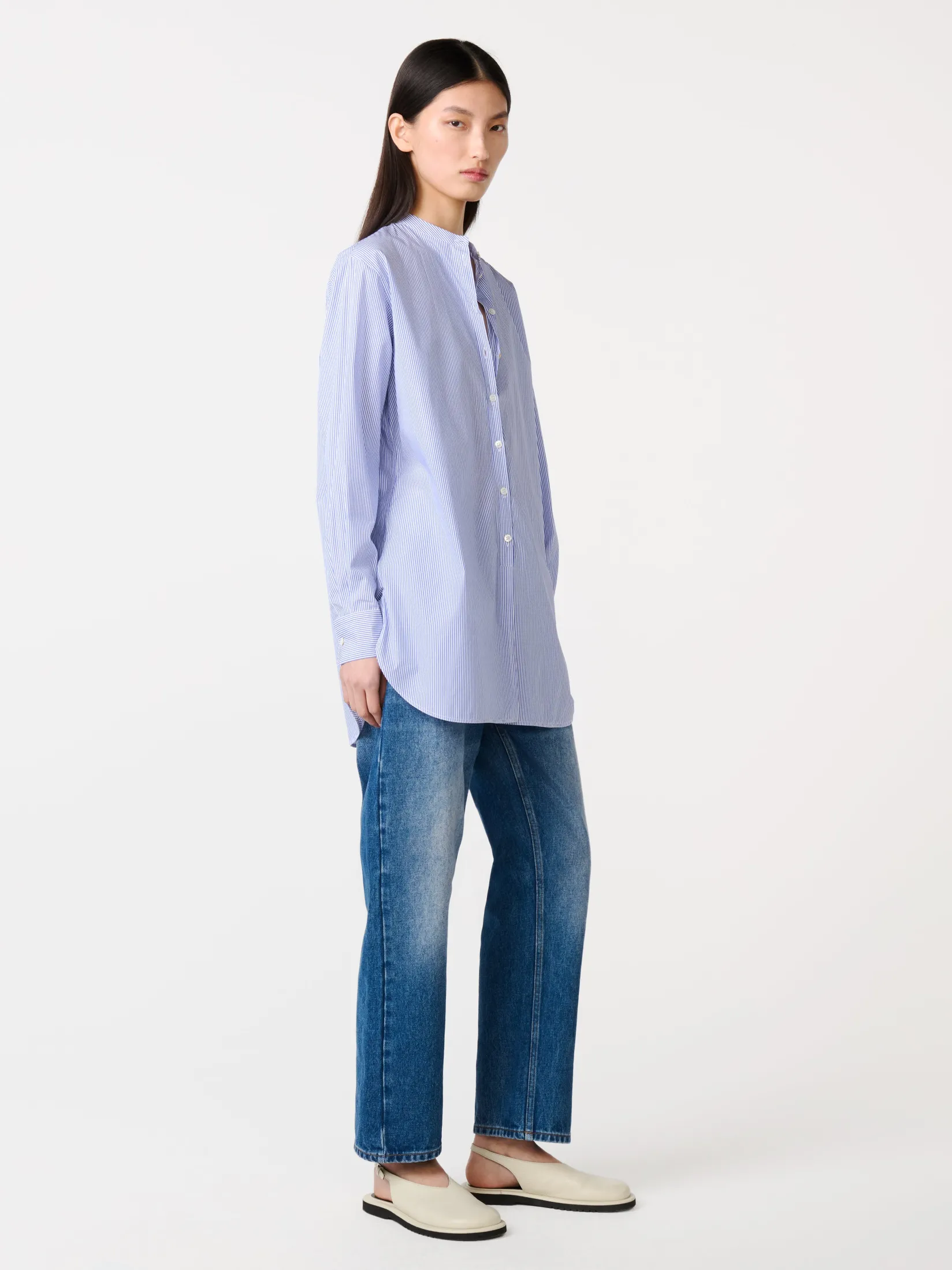Online Studio Nicholson Ruthe Denim Pant Worn Wash Indigo