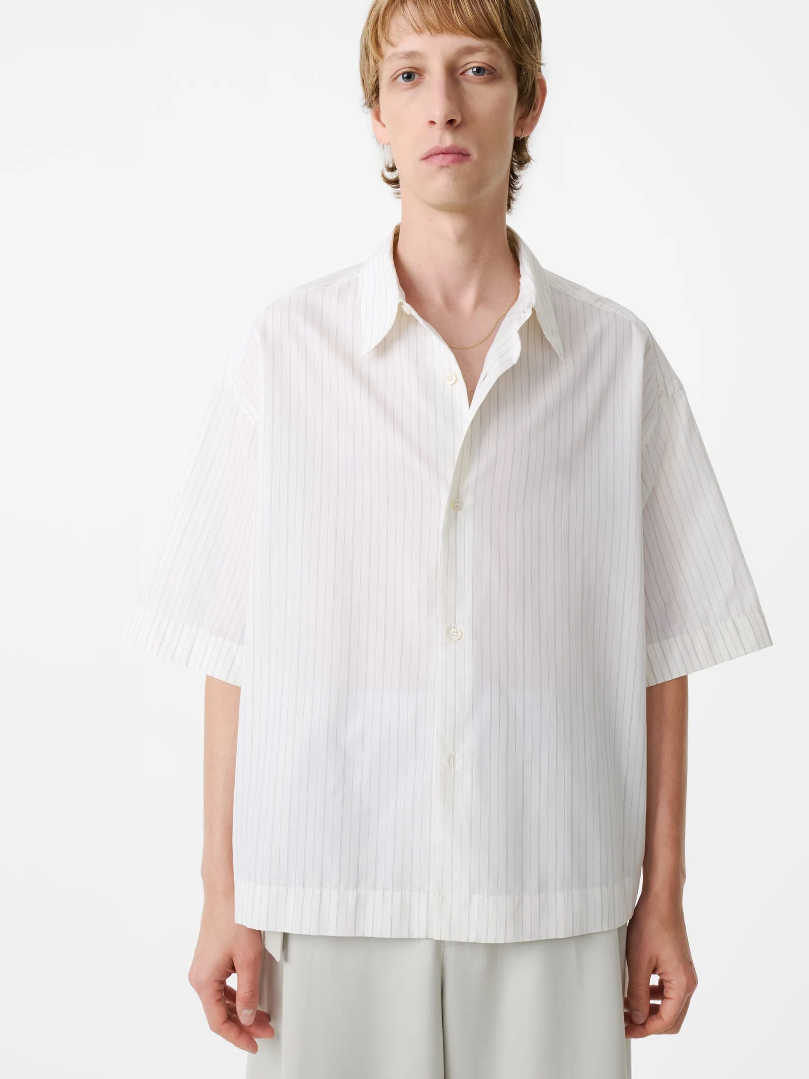 New Studio Nicholson Sanko Shirt Parchment Stripe