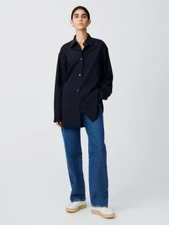 Outlet Studio Nicholson Santos Tropical Wool Shirt Darkest Navy
