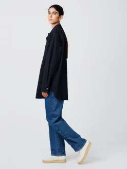 Outlet Studio Nicholson Santos Tropical Wool Shirt Darkest Navy