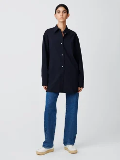 Outlet Studio Nicholson Santos Tropical Wool Shirt Darkest Navy