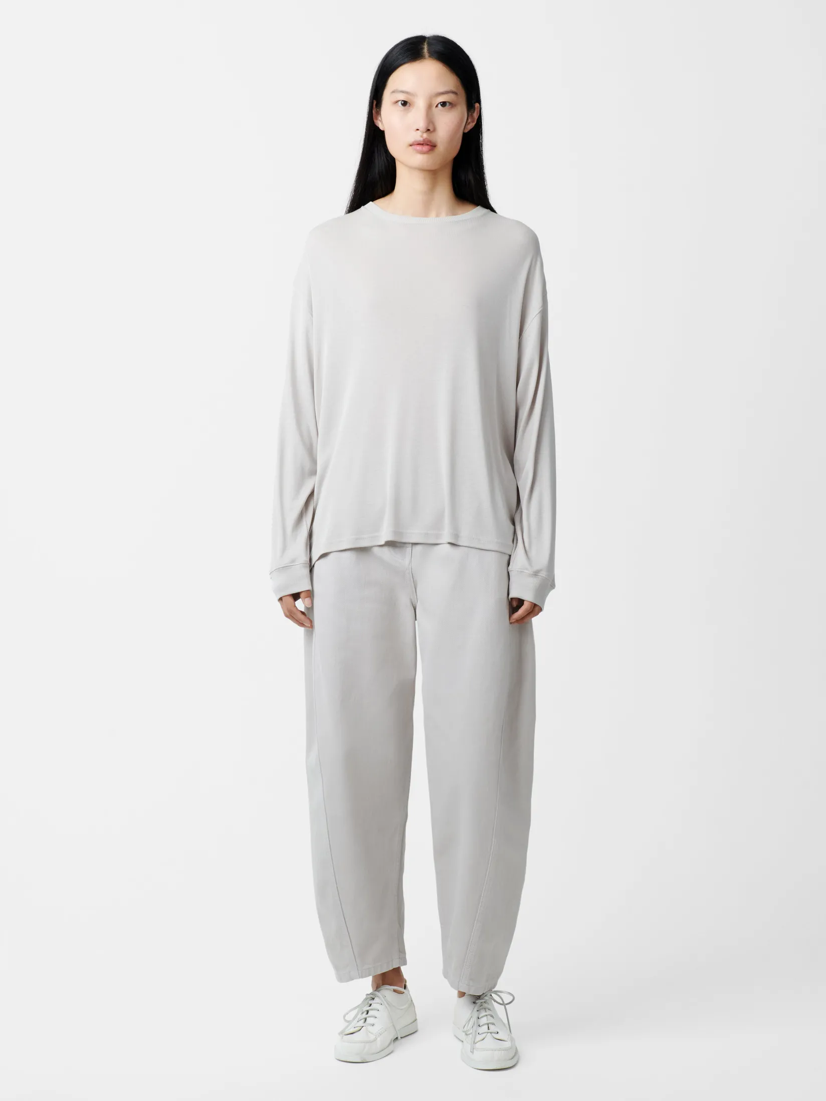 Outlet Studio Nicholson Simmons Lyocell T-shirt Bone Grey