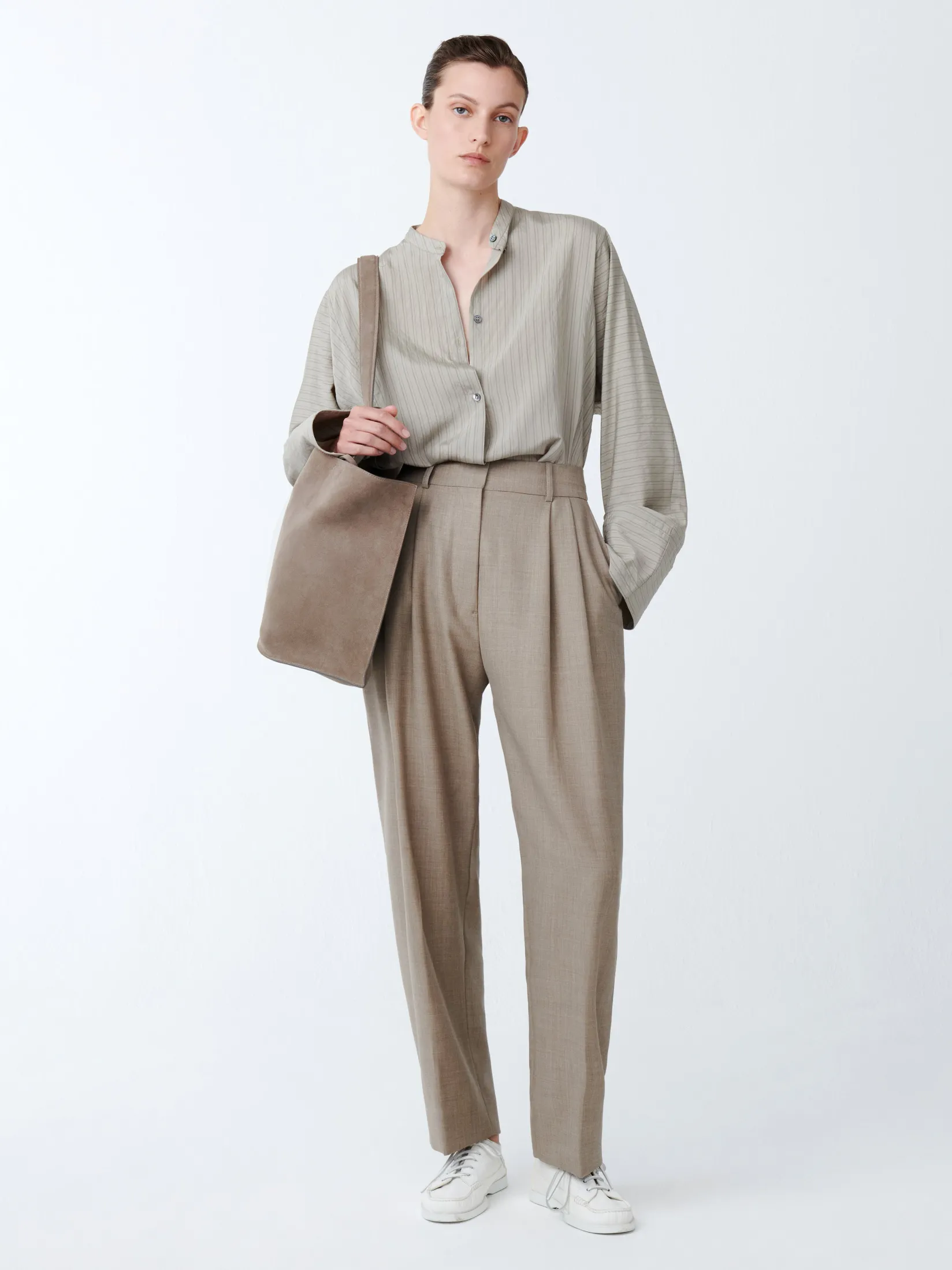 New Studio Nicholson Sperro Tropical Wool Pant Straw Melange