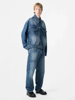 Discount Studio Nicholson Stein Denim Jacket Worn Wash Indigo