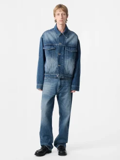 Discount Studio Nicholson Stein Denim Jacket Worn Wash Indigo