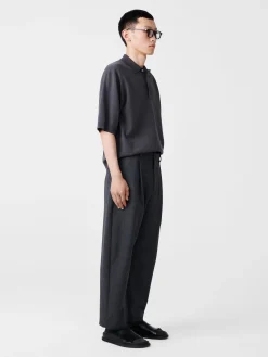 Online Studio Nicholson Tuck Tropical Wool Pant Tarmac