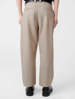 Outlet Studio Nicholson Tuck Tropical Wool Pant Straw Melange