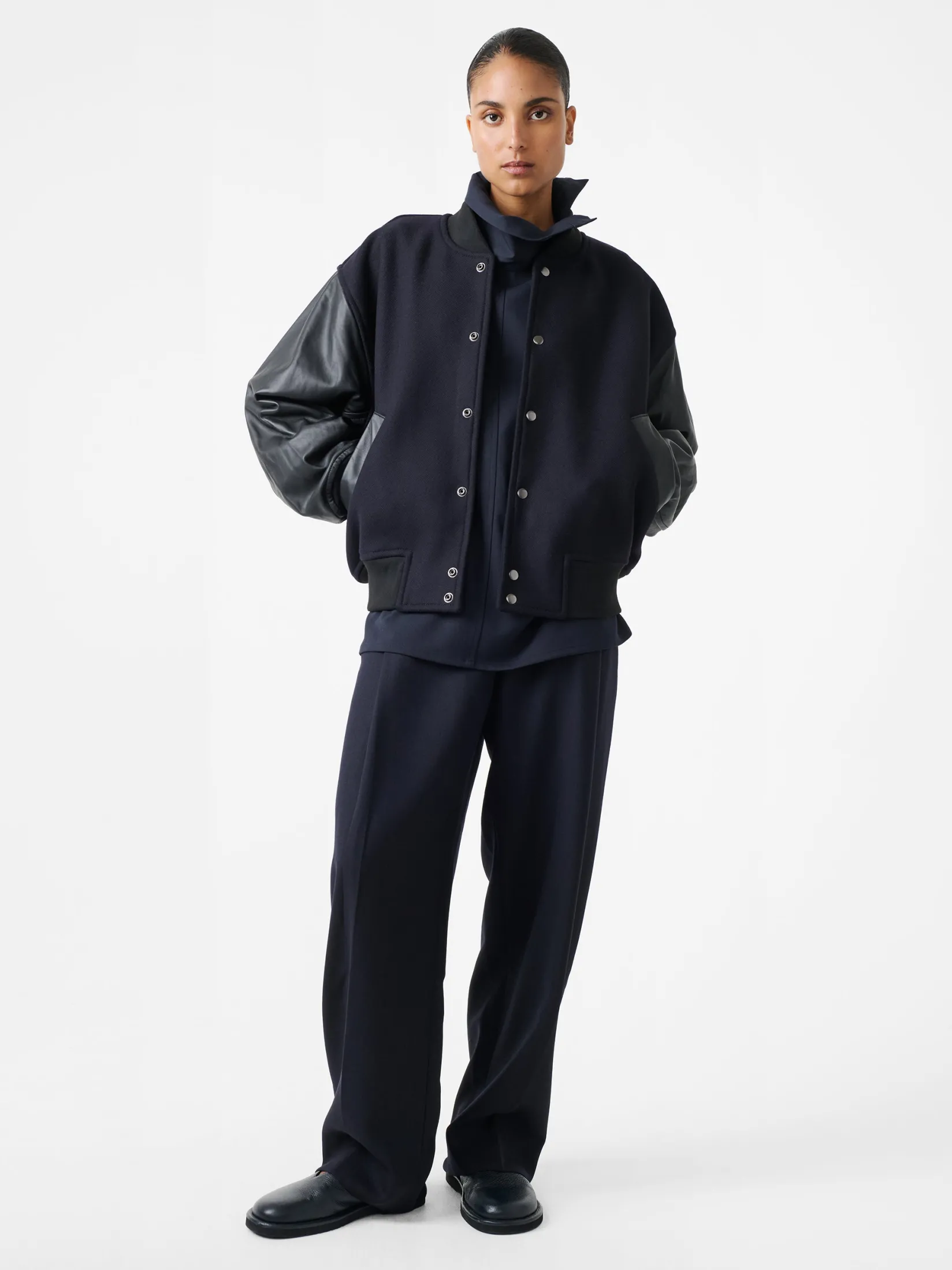 Fashion Studio Nicholson Vai Tropical Wool Pant Darkest Navy