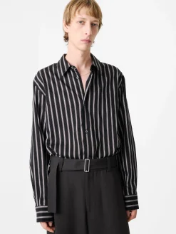 Sale Studio Nicholson View Shirt Darkest Navy Stripe