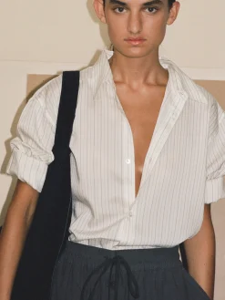 Outlet Studio Nicholson View Silk Shirt Ecru / Black Stripe
